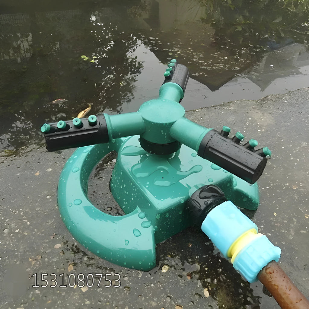 360 rotating sprinkler with three-fork base, 210mm x 190mm x 95mm, for lawn and flower bed watering
