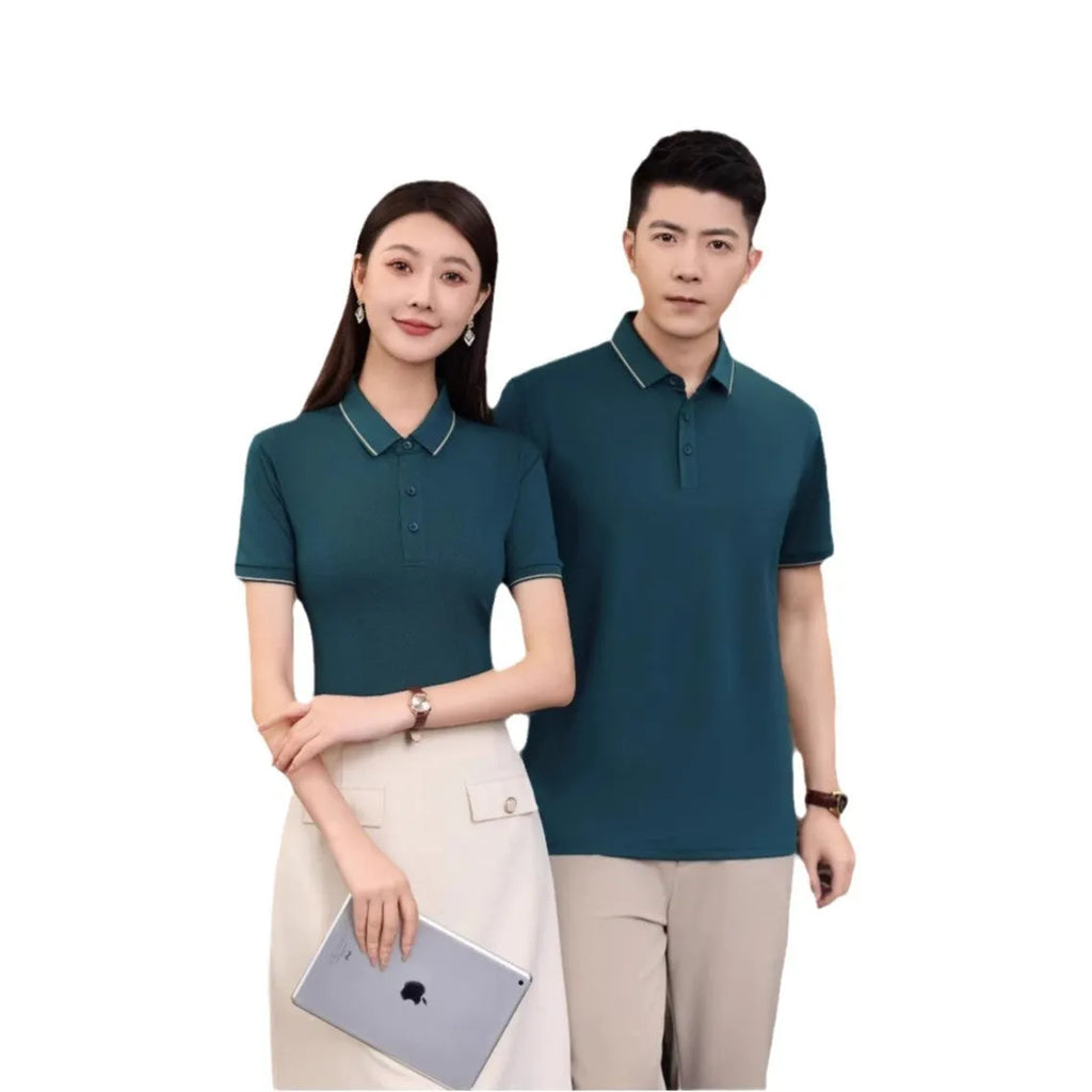 Men's thin short-sleeve summer work polo shirt, loose fit, single collar, available in six colours