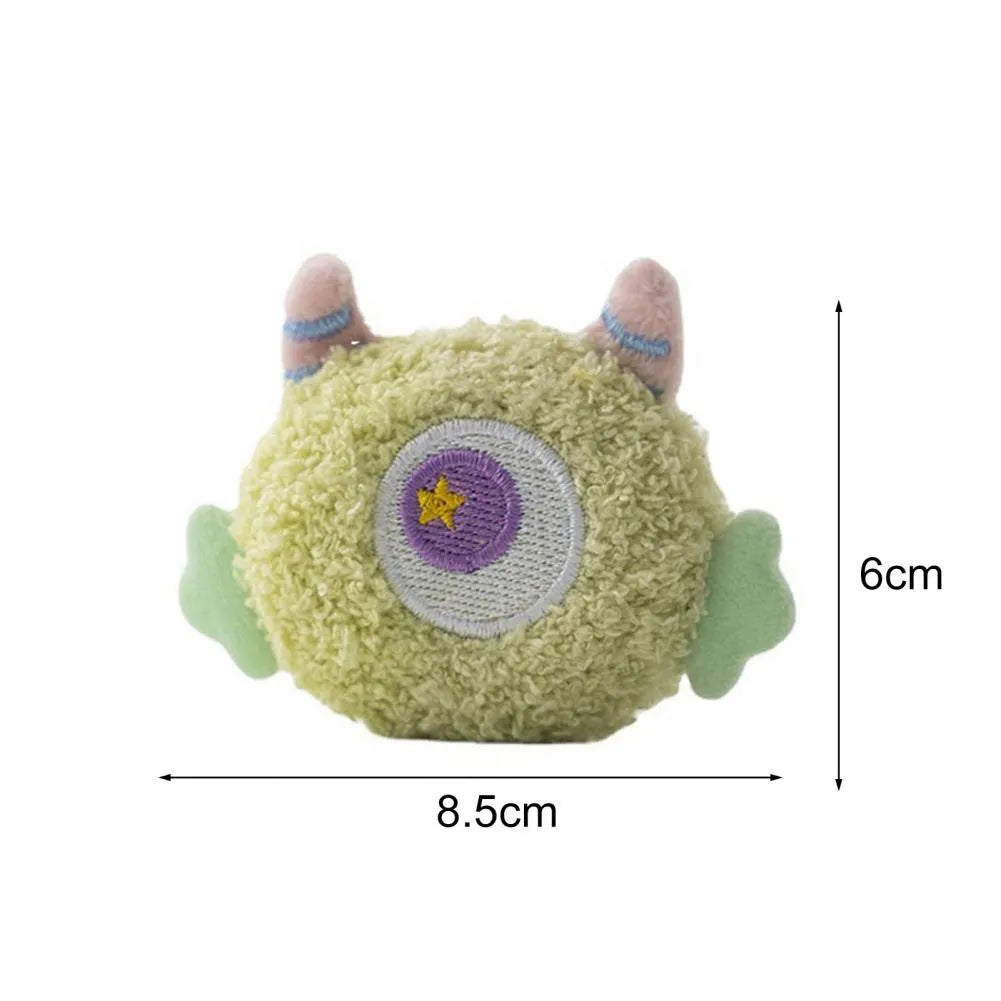 Cartoon-shaped plush dog chew toy with big eyes in multiple colour options