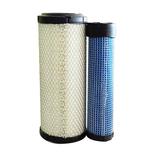 Model 1027 engine air filter with P821575 straight head and P822858 elbow, showing folded filter element.