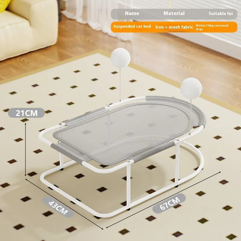 Large grey fabric cat kennel with mesh side panels and a removable base, shown assembled.