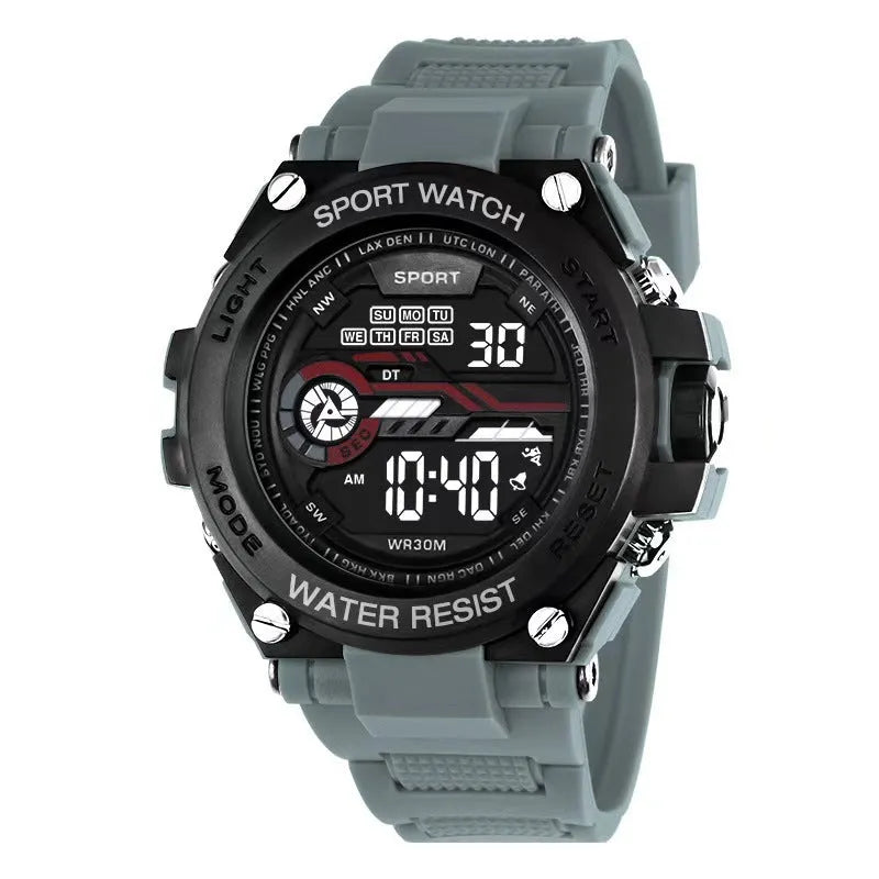 Fashion electronic watch for teenagers displayed in one of ten available colour options.
