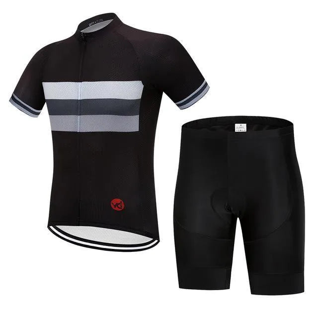 Cycling set flag design with black belt option on white background front view