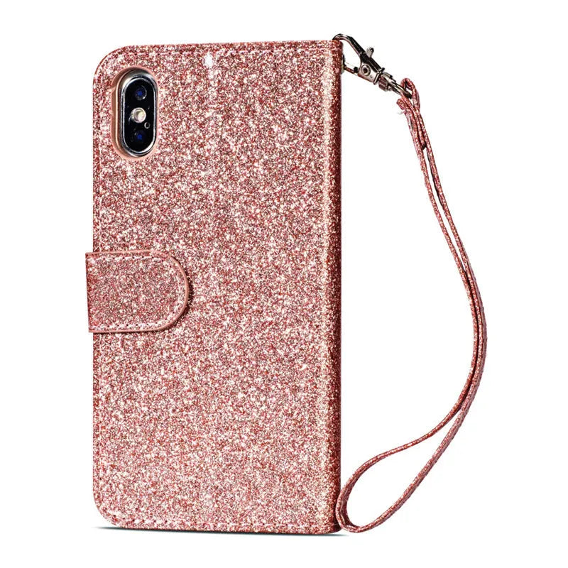PU leather zipper wallet phone case for iPhone shown in multiple colour options.