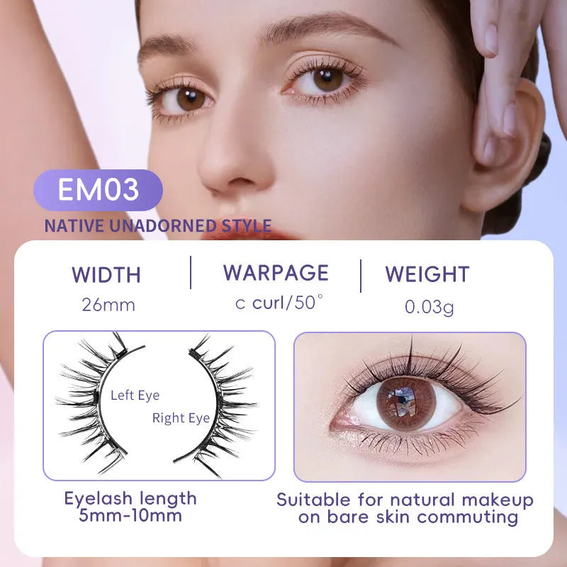 Magnetic suction false eyelashes one pair class mink hair natural simulation daily wear with white clip option