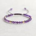 Handmade 4mm natural amethyst 14K gold bracelet with geometric design