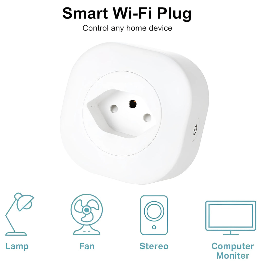16A smart WiFi socket plug with voice control in EU, US, or Swiss plug style options.