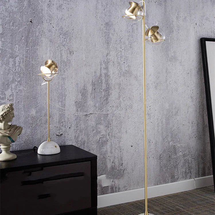 Glass lampshade desk lamp with touch dimmer control on base