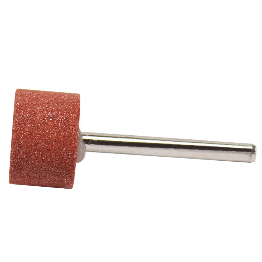 Electric grinding wheel set with five ceramic bond abrasive stone heads in small T, large T, cylinder, and cone shapes