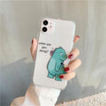 Transparent iPhone case with dinosaur design showing airbag anti-fall protection