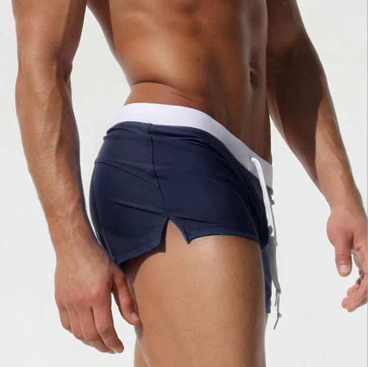 Men's cotton sports boxer shorts in six colours with elastic waistband, available in sizes S to XXL