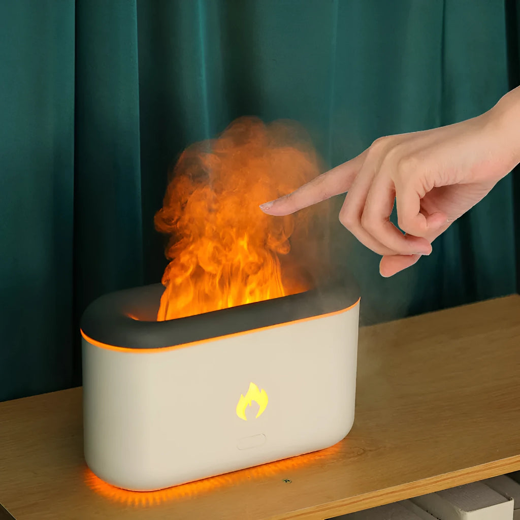 3D flame humidifier 300ml ultrasonic aroma diffuser Black White USB Type-C