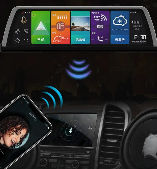 10-inch black smart navigation driving recorder with touch screen, GPS, Bluetooth and reversing image