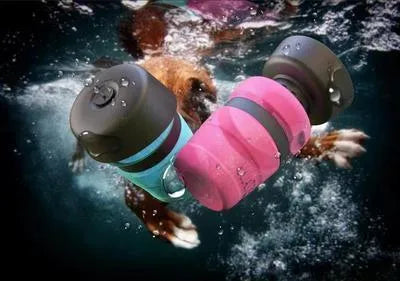 Foldable dog travel water bottle 520ml with fold-cap bowl, food-grade silicone and HDPE, Blue Rose Red Tiffany Blue