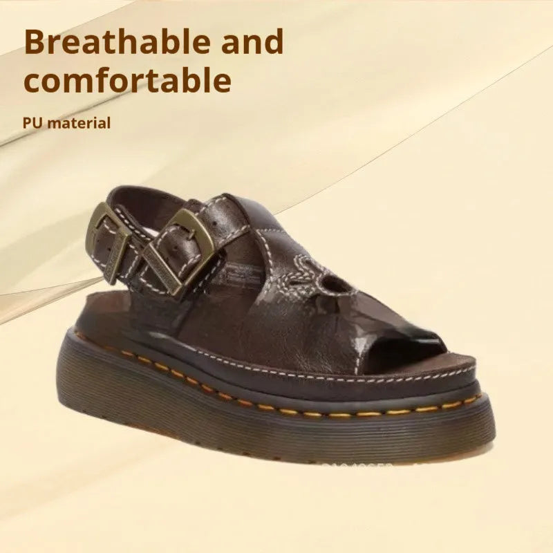 Men's black embroidered floral beach sandals with a flat heel and PU leather upper.
