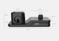 Black silicone 3-in-1 wireless charging station for Apple Watch, AirPods and iPhone on a desk