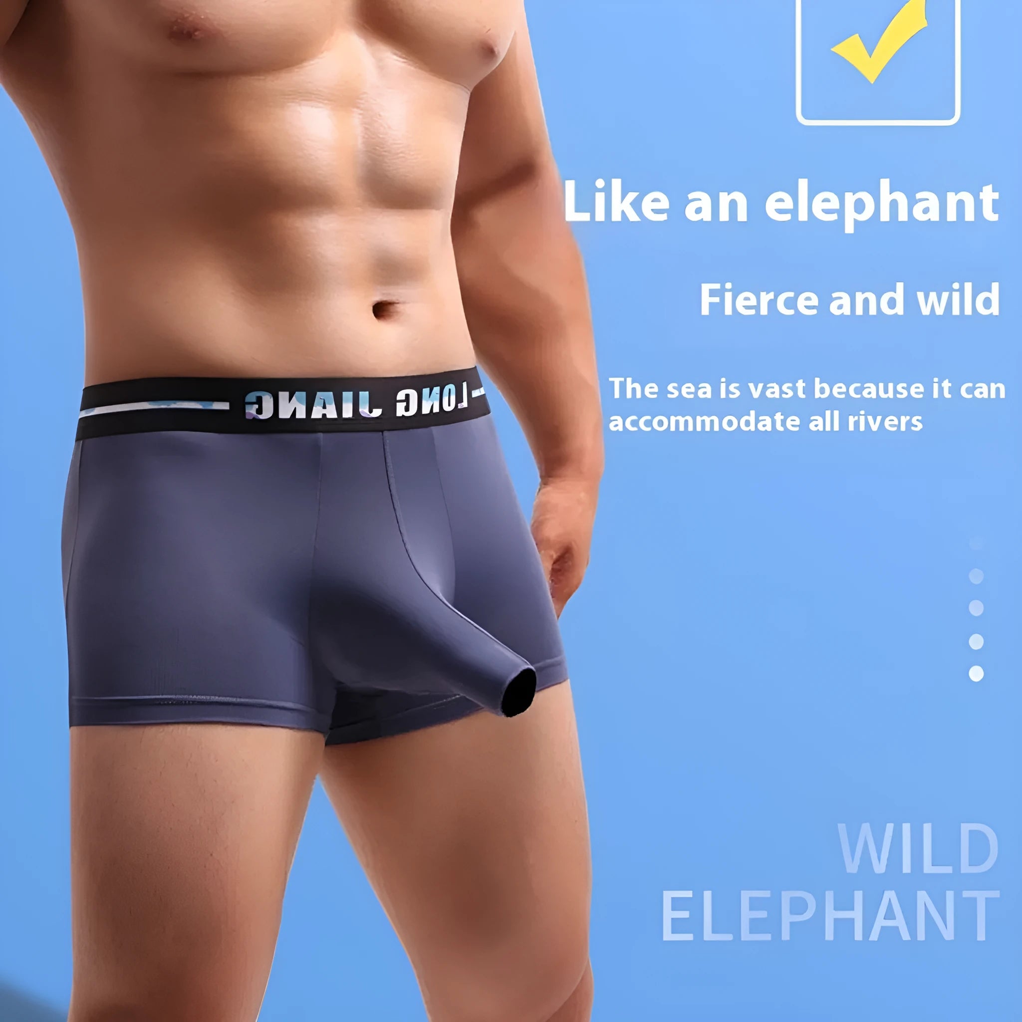 Men's Ice Silk thin trunk open boxer shorts in a selection of colours including army green, black, and white.