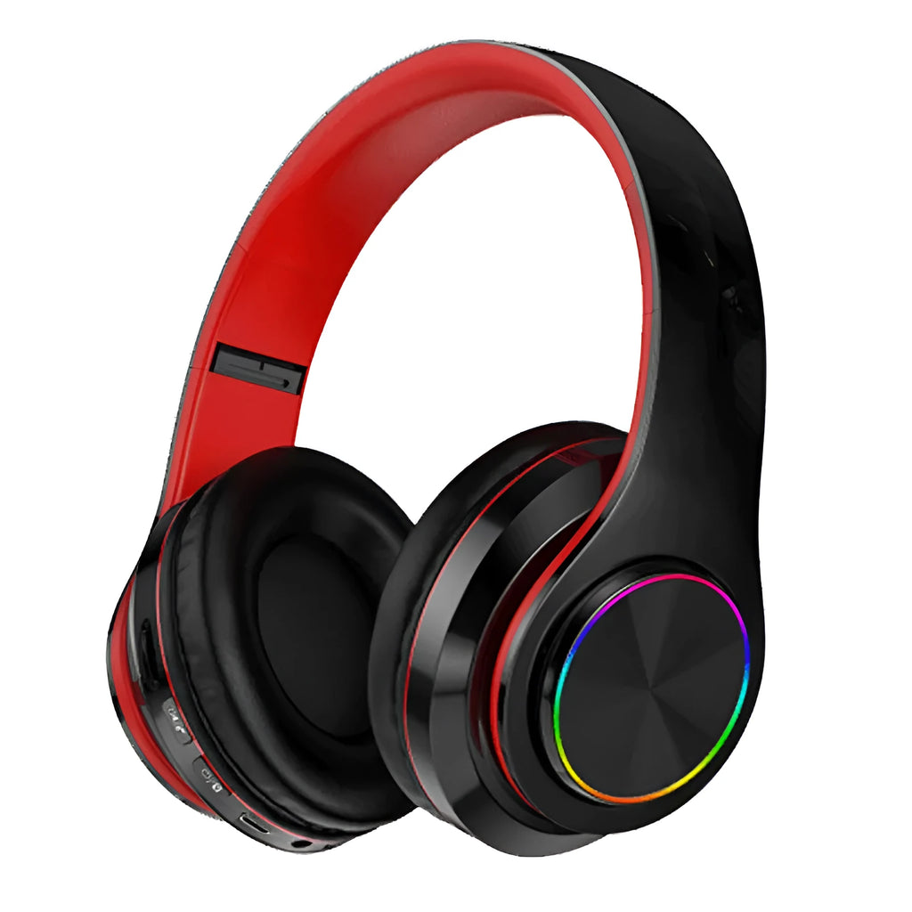 Wireless Bluetooth headset in five colour options showing head-mounted design with stereo earpieces