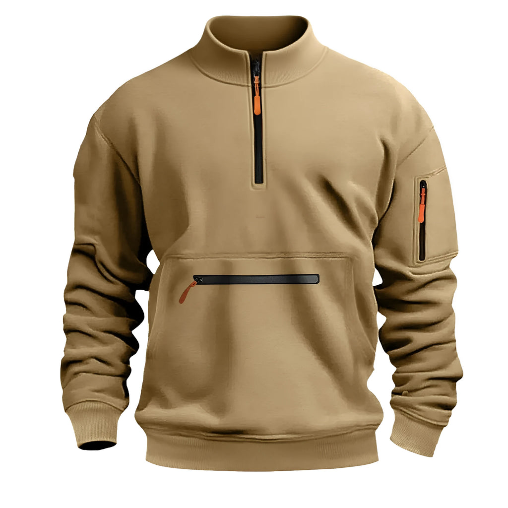 Men's stand collar zipper fleece sweater in eight colour options, polyester fibre casual pullover