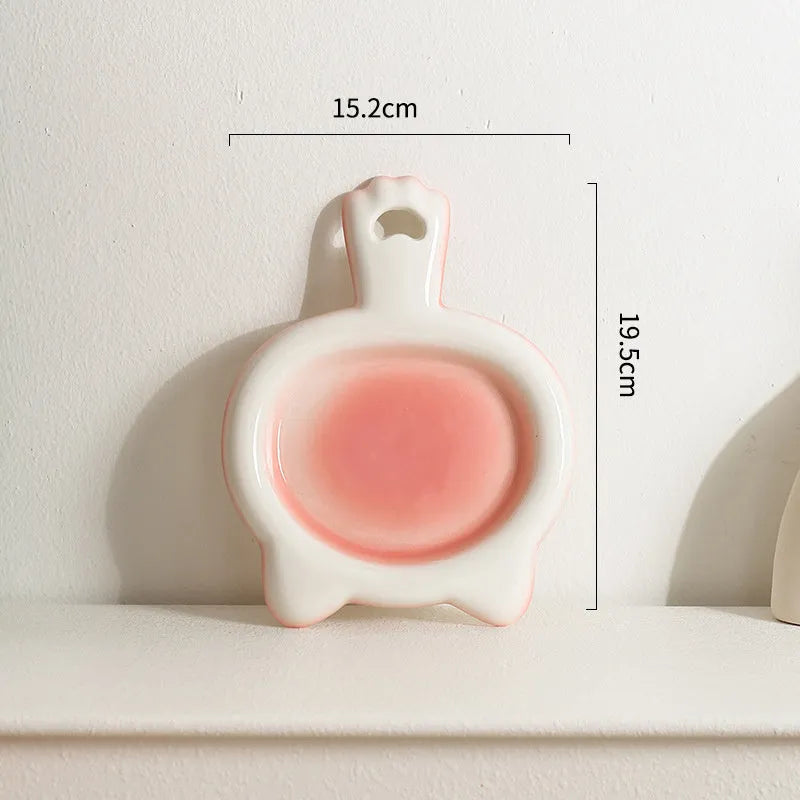 Ceramic cat bowl in blue colour with shallow dish design for pet feeding
