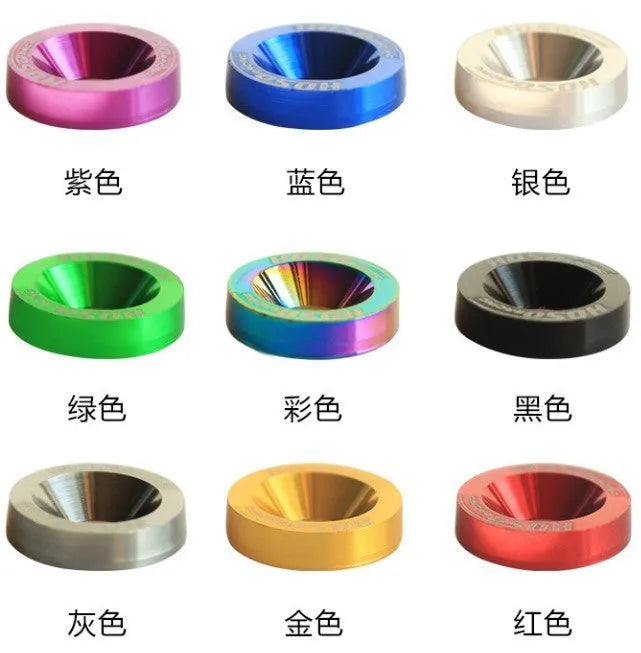 Car modification gasket screw and washer kit in eight colour options including black, red, blue, and gold yellow