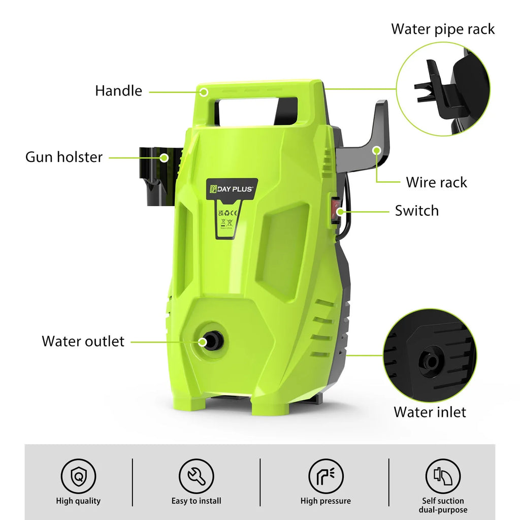Portable AC high-pressure automatic water gun car washer with pure copper motor and three plug standard options