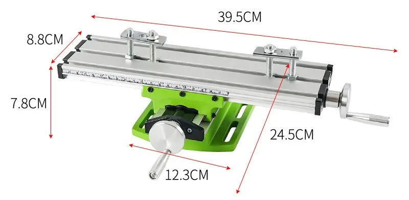 240W bench drill and milling machine on a workbench with heavy-duty steel clamping pliers.