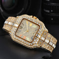 Men's square full diamond sport watch with 10mm thickness and multiple colour options