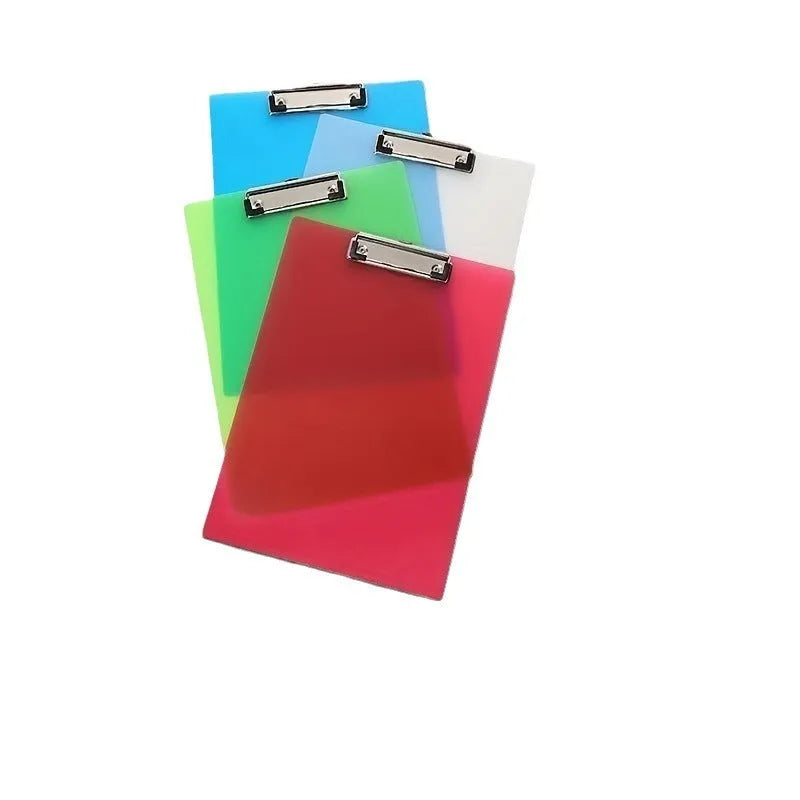 Transparent A4 plate holder with metal flat clip and writing board pad in blue colour