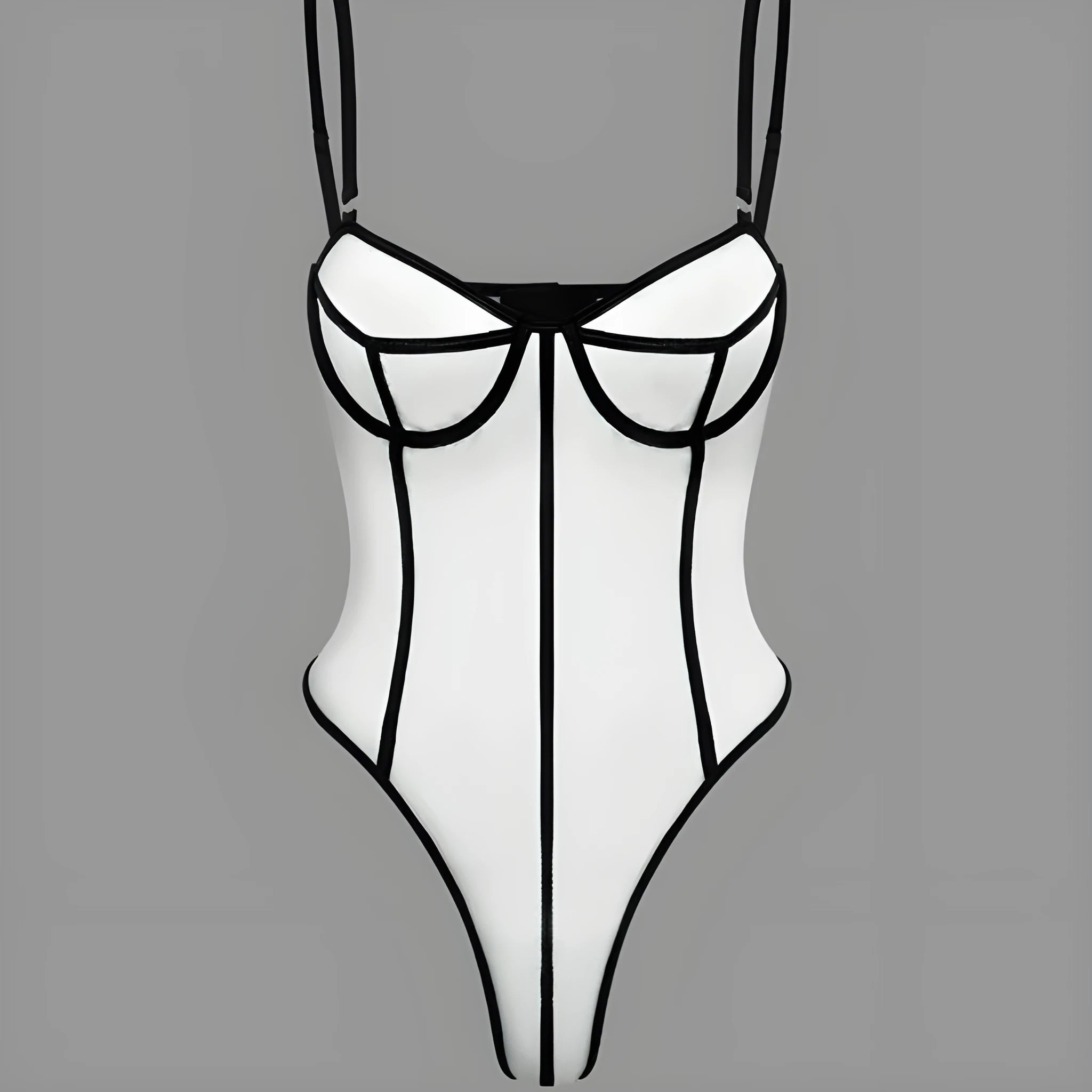 Women's khaki and white contrast colour sleeveless bodybuilding jumpsuit with shorts and hollow-out detailing.