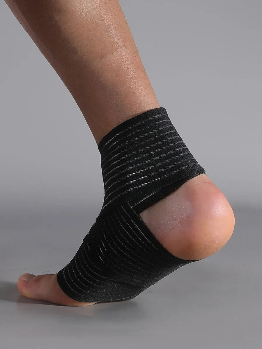 Adjustable sports ankle support bandage in black and khaki colours for multiple athletic activities