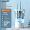 White rechargeable electric makeup brush cleaning unit with USB cable.