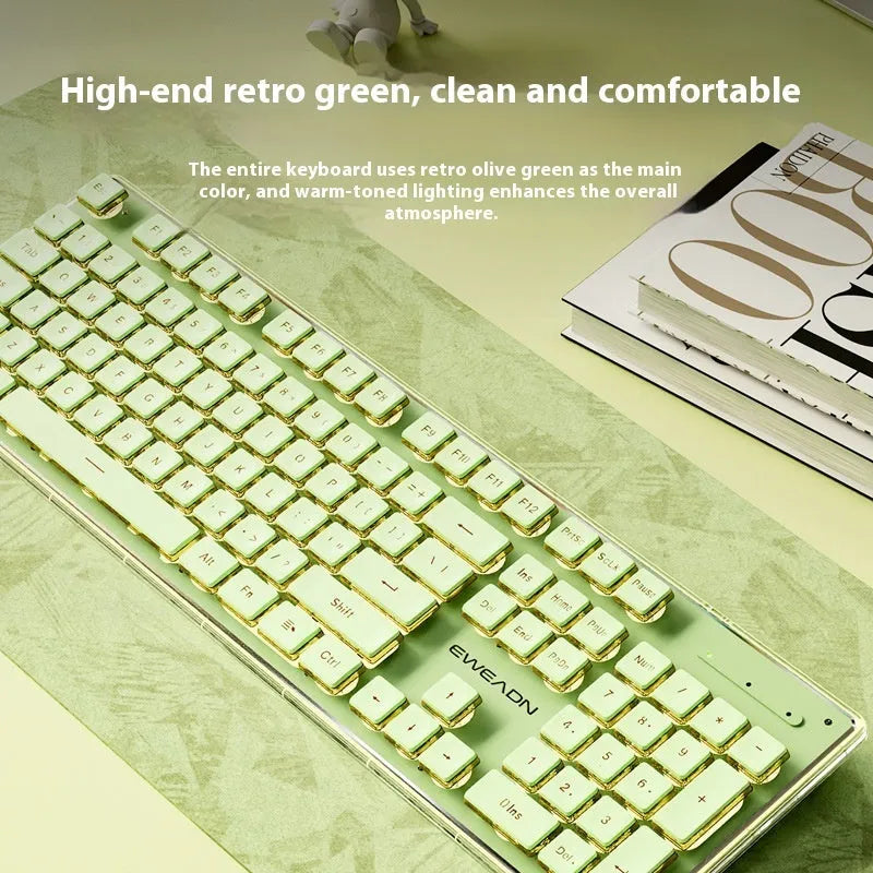 Prewalker V3 keyboard and mouse in retro green colour with mechanical feeling keys