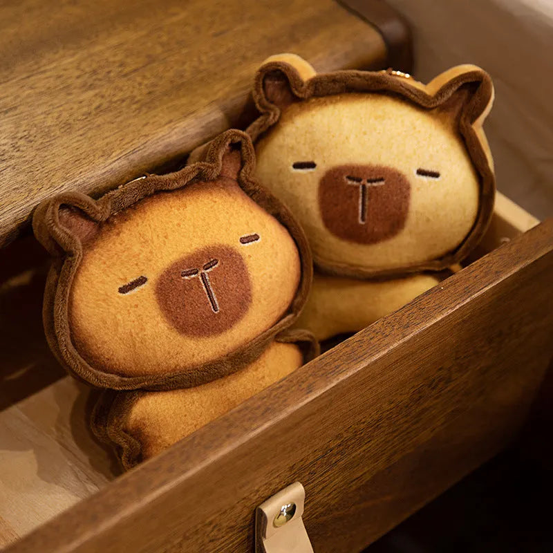 Cute toast kitty doll plush toy with soft PP cotton filling, caramel colour, happy cat expression, 30cm height