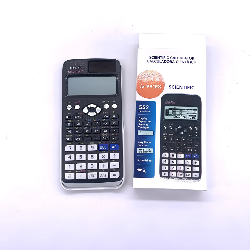 Casio 991EX solar-powered scientific calculator in black, blue or pink colours