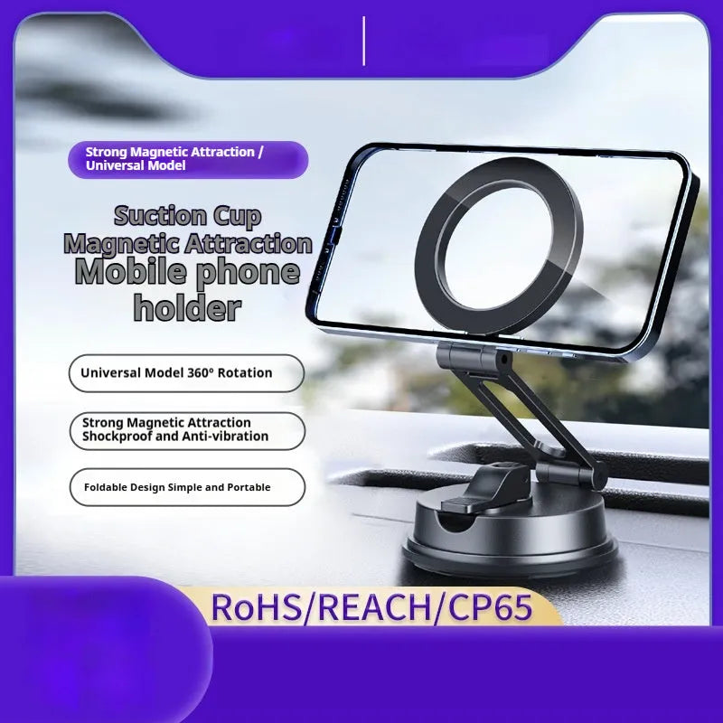 Black H154 car magnetic phone holder with suction cup mount on dashboard