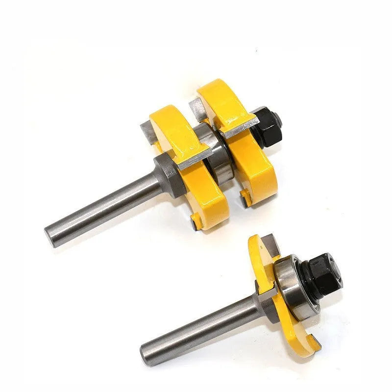Woodworking T-slot milling cutter with straight handle and three-tooth T-shaped blade