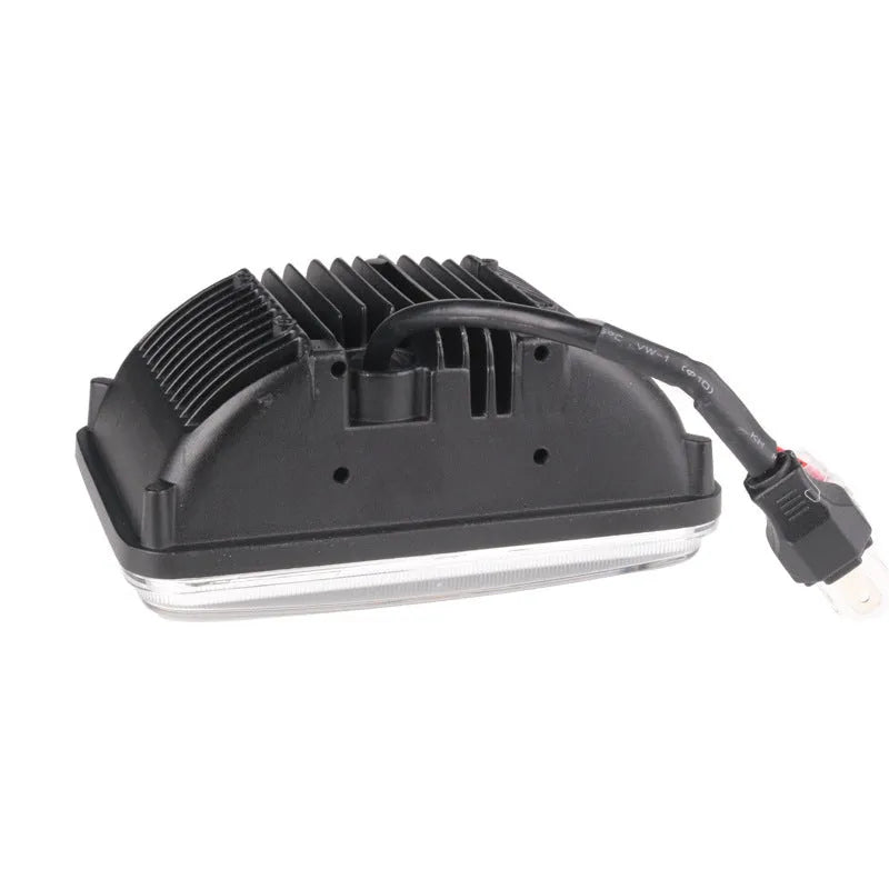Black 5 inch square LED car headlight with die-cast aluminium housing and polycarbonate lens