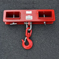 Forklift hook lifting attachment with rotatable hook and safety locking device