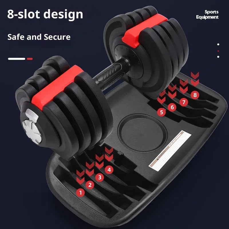 Adjustable household dumbbell with automatic fast weight adjustment, 18KG or 40LB, silicon steel sheet enhanced nylon ABS