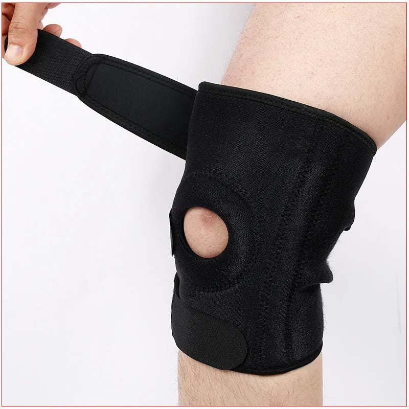 Spring support knee pad for sports with adjustable spring options and nylon mercerised cloth construction