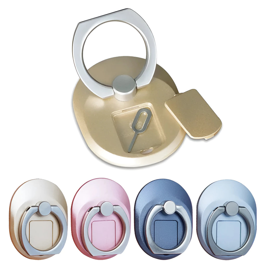 Elice handset ring support multi-functional iRing ring bracket shown in Gold, Gray, Red, and Rose Gold