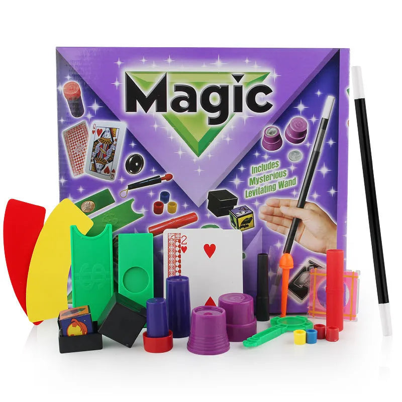 Purple and red magic props set for children aged 3-7 years with plastic construction