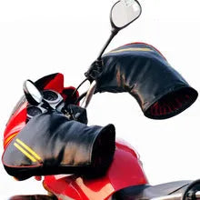 Cold-proof leather motorcycle bottle cover in Black for bending beam scooters and handlebars