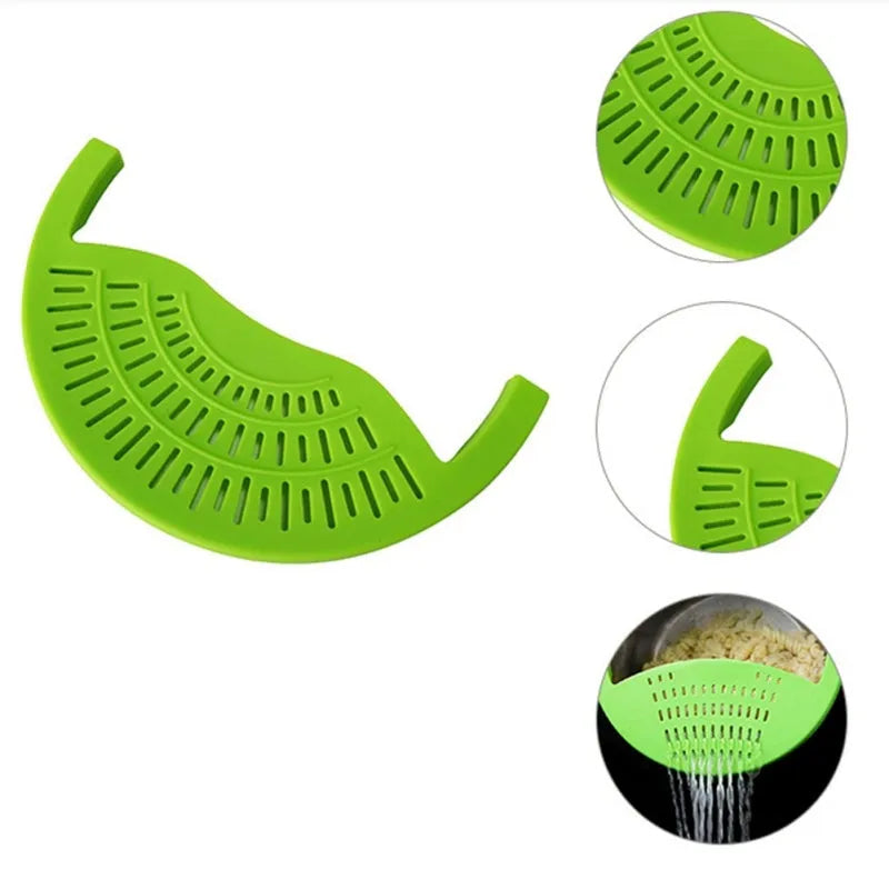 Silicone food oil drainer 245x145mm snap-on pot strainer for pressure cooker liner in black, green or red