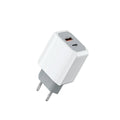 White phone fast charger set with USB cable on a white background.
