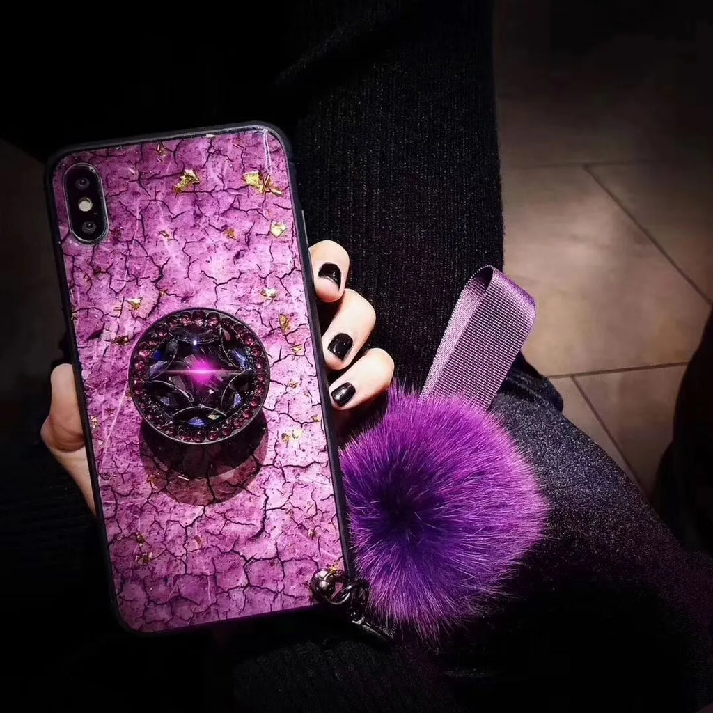 Gold foil epoxy detail on mystery purple silicone phone case for smartphones
