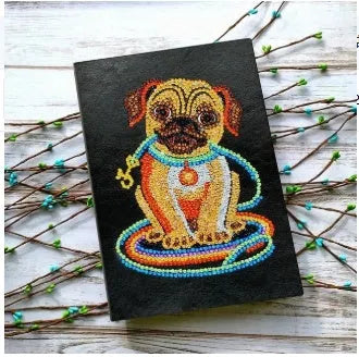 A5 black diamond painting notebook with 50 blank pages for craft projects.