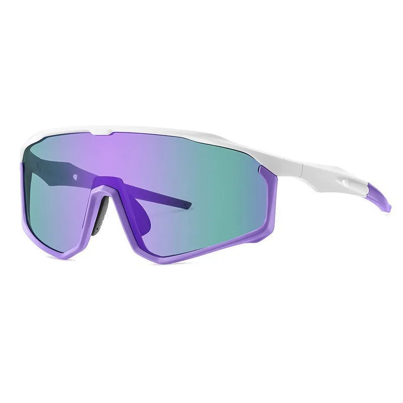 Full-frame mountaineering goggles for climbing and snow sports, shown in a colourful design.