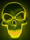 LED glow skeleton mask with flashing lights in multiple colours, showing eye, nose and mouth openings